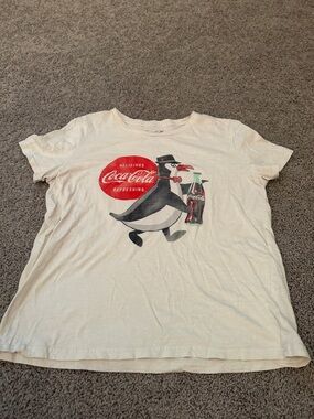 Lucky Brand - Coca-Cola Cream Tee with Red Logo & Black Penguin